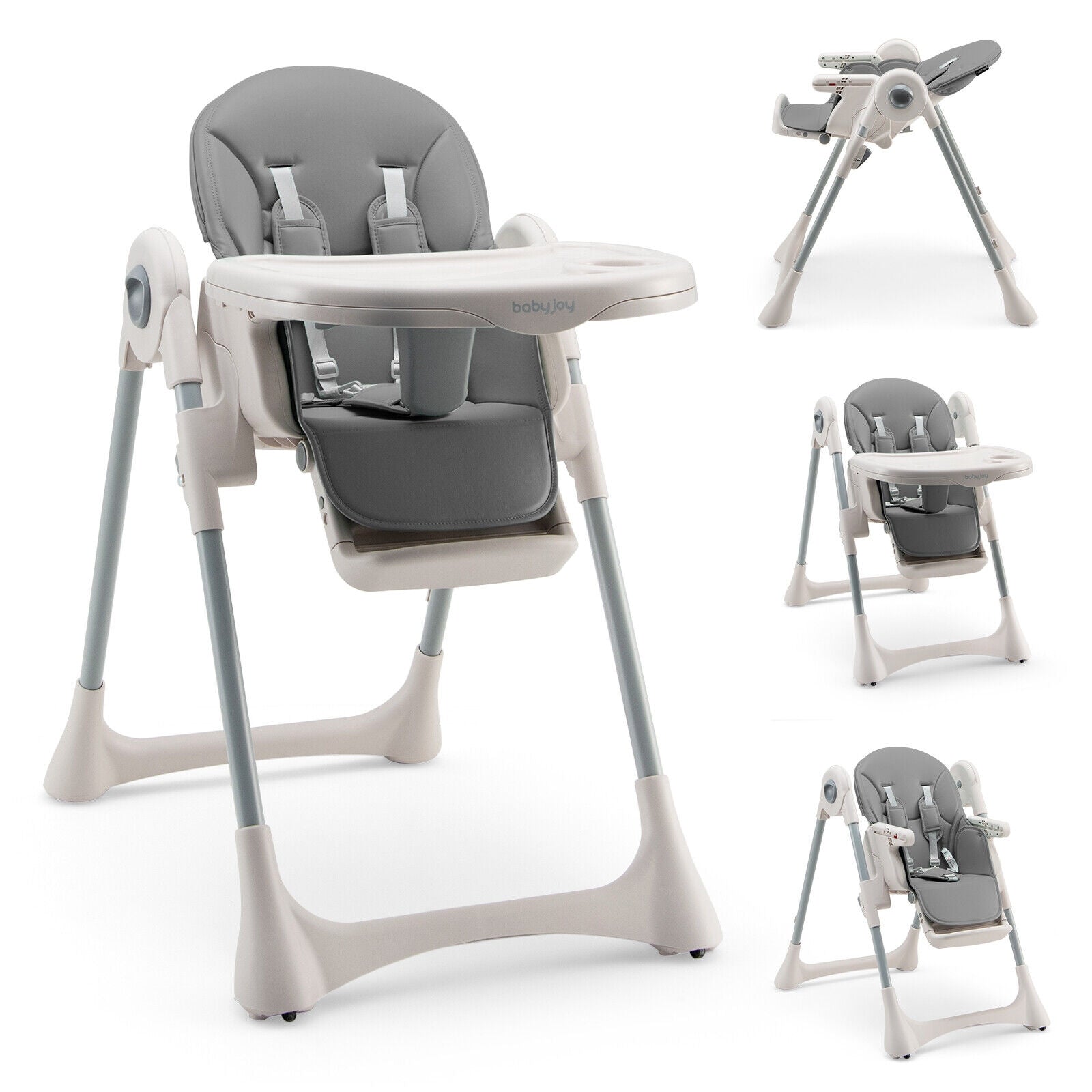 Baby Folding High Chair Dining Chair with Adjustable Height and Footrest