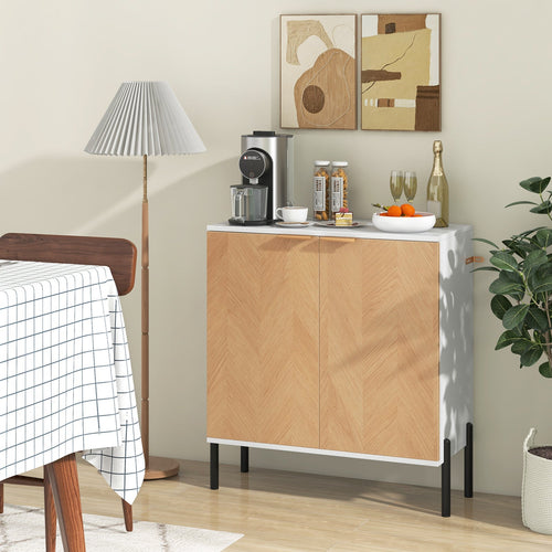 2-Door Buffet Cabinet Sideboard with Shelf and Metal Legs