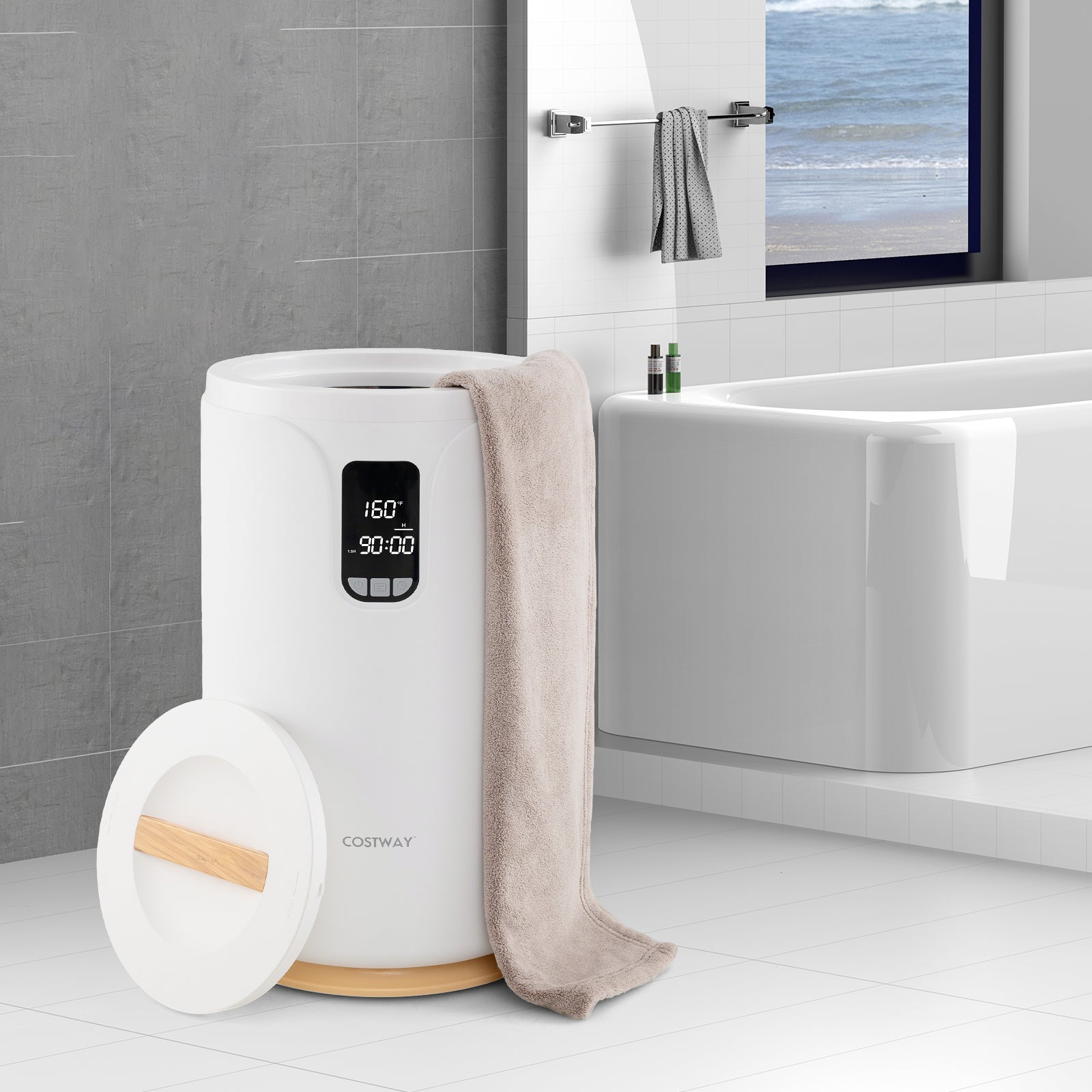 20L Hot Towel Warmer Bucket with 30/60/90 Min Heating Time-White