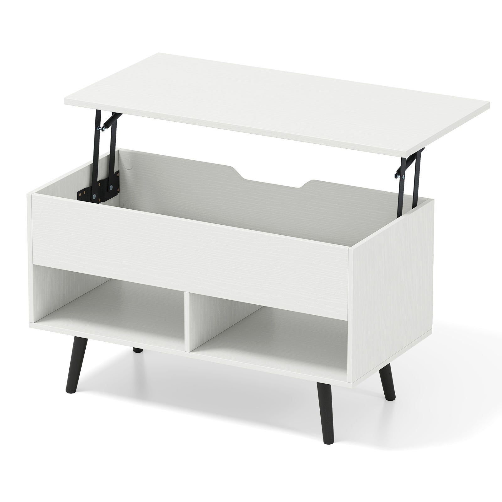31.5 Inch Lift-Top Coffee Table with Hidden Storage and 2 Open Shelves