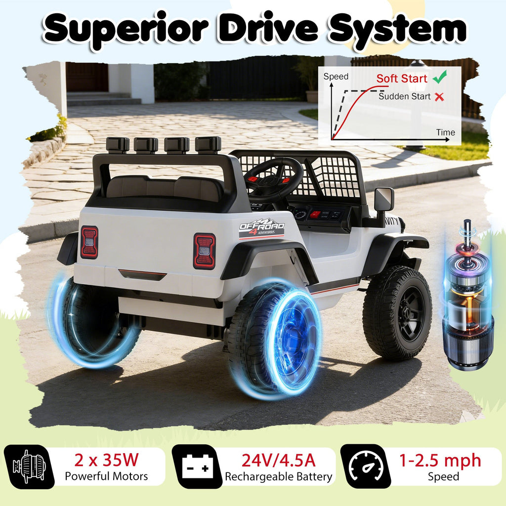 24V Ride On Car for Kids with Parent Remote Control and Music