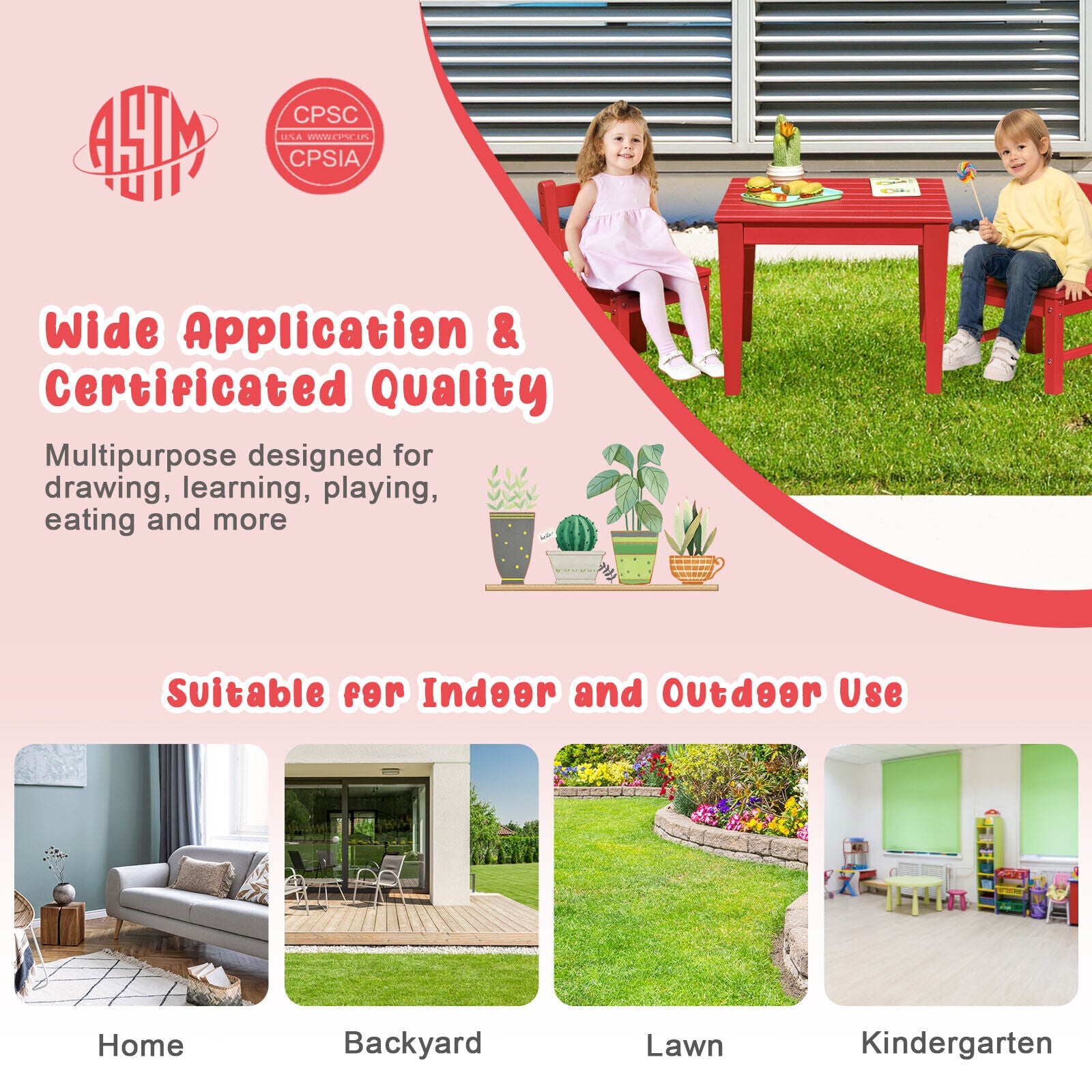 25.5 Inch Square Kids Activity Play Table
