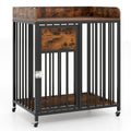 27.5 Inch Dog Crate Furniture with Wheels for Small Dogs and Puppies-Rustic Brown