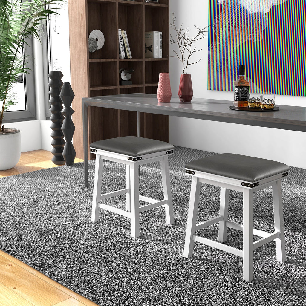 Set of 2 24/30 Inch Dining Bar Stool with Acacia Wood Frame