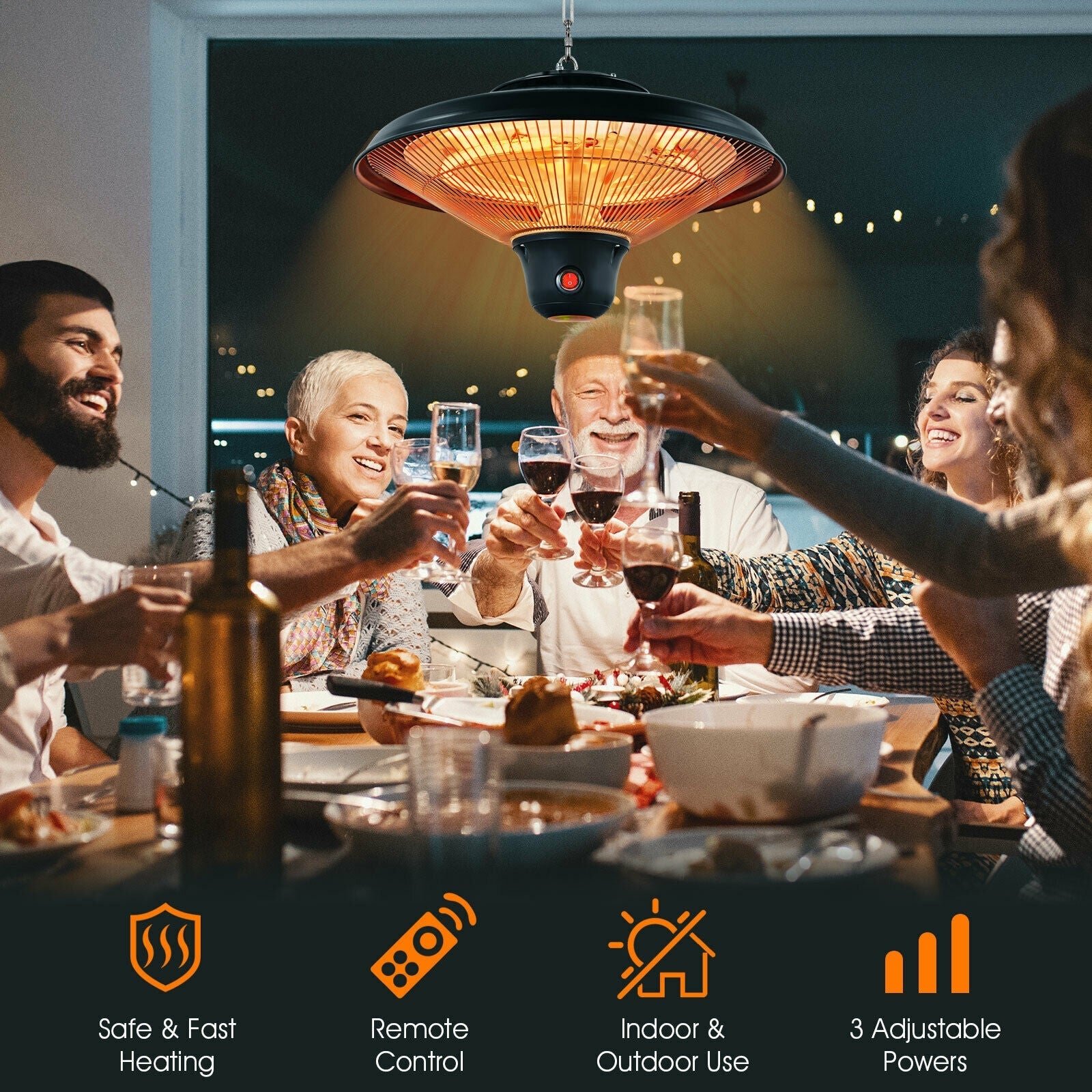 1500W Electric Hanging Ceiling Mounted Infrared Heater with Remote Control