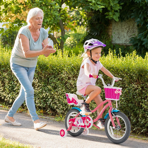 16 Inch Kids Bike with Training Wheels and Storage Basket