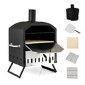 12 Inch Outdoor Pizza Oven with Pizza Stone for Patio Backyard Camping BBQ-Black