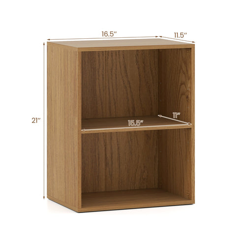 2-Cube Bookcase Floor Standing Open Bookshelf with 5-Position Adjustable Shelf