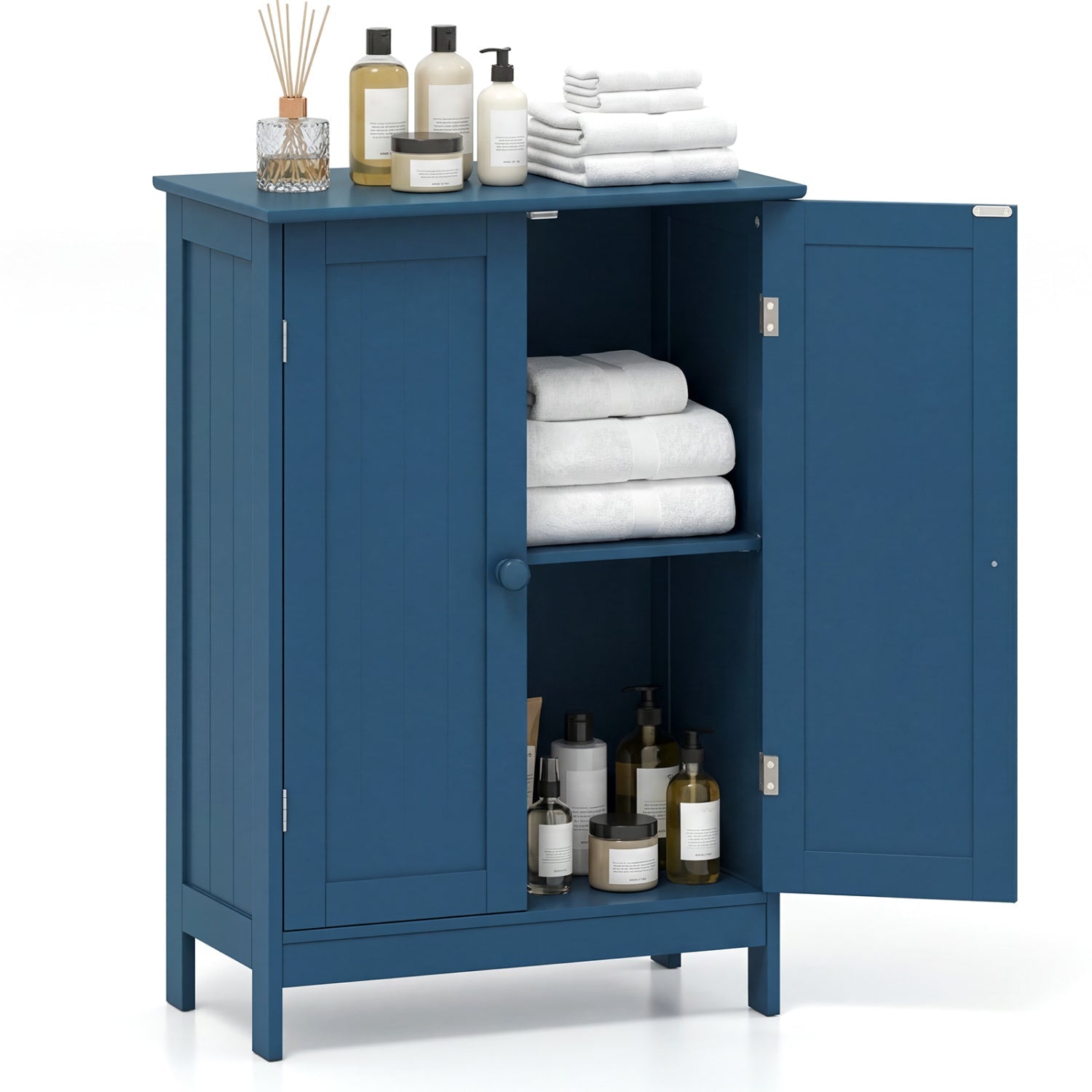 Bathroom Floor Storage Double Door Cupboard Cabinet