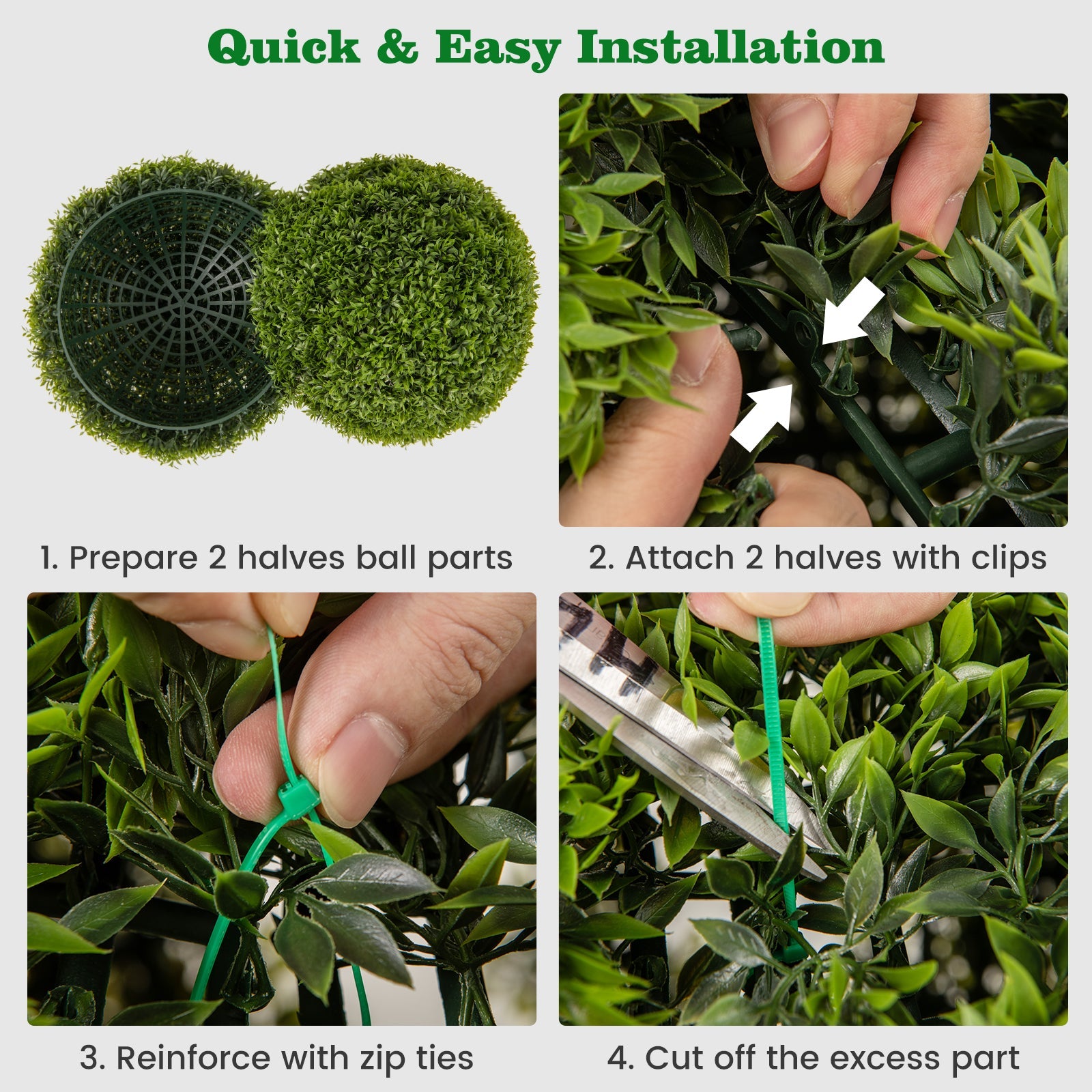 2 PCS 20 Inch Artificial Plant Boxwood Topiary Ball-M