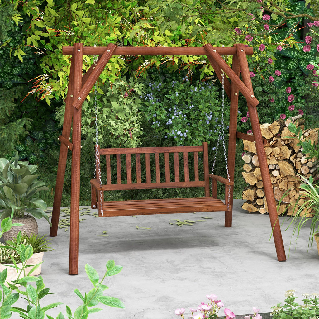 2-Person Wooden Outdoor Porch Swing with 500 lbs Weight Capacity