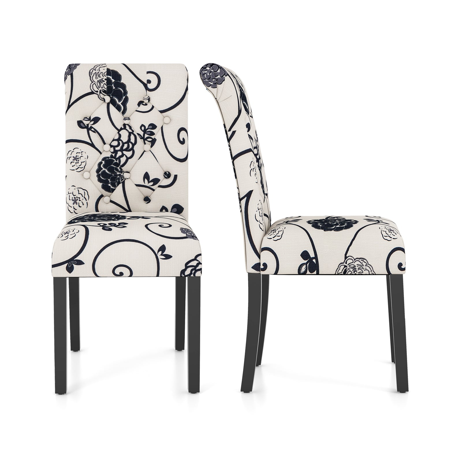 2 Pieces Tufted Dining Chair Set with Adjustable Anti-Slip Foot Pads
