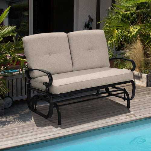 2 Seats Outdoor Swing Glider Chair with C