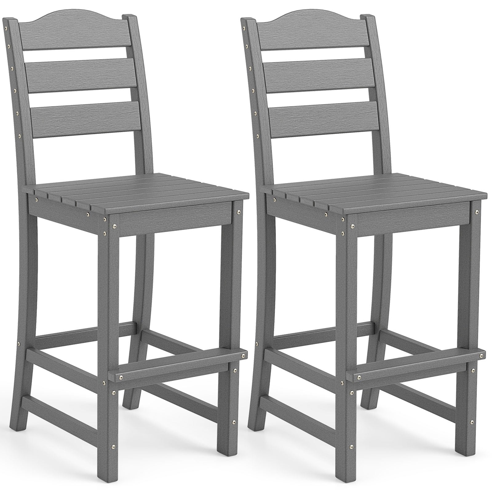 30 Inches Counter Height HDPE Bar Stool with Backrest and Footrest
