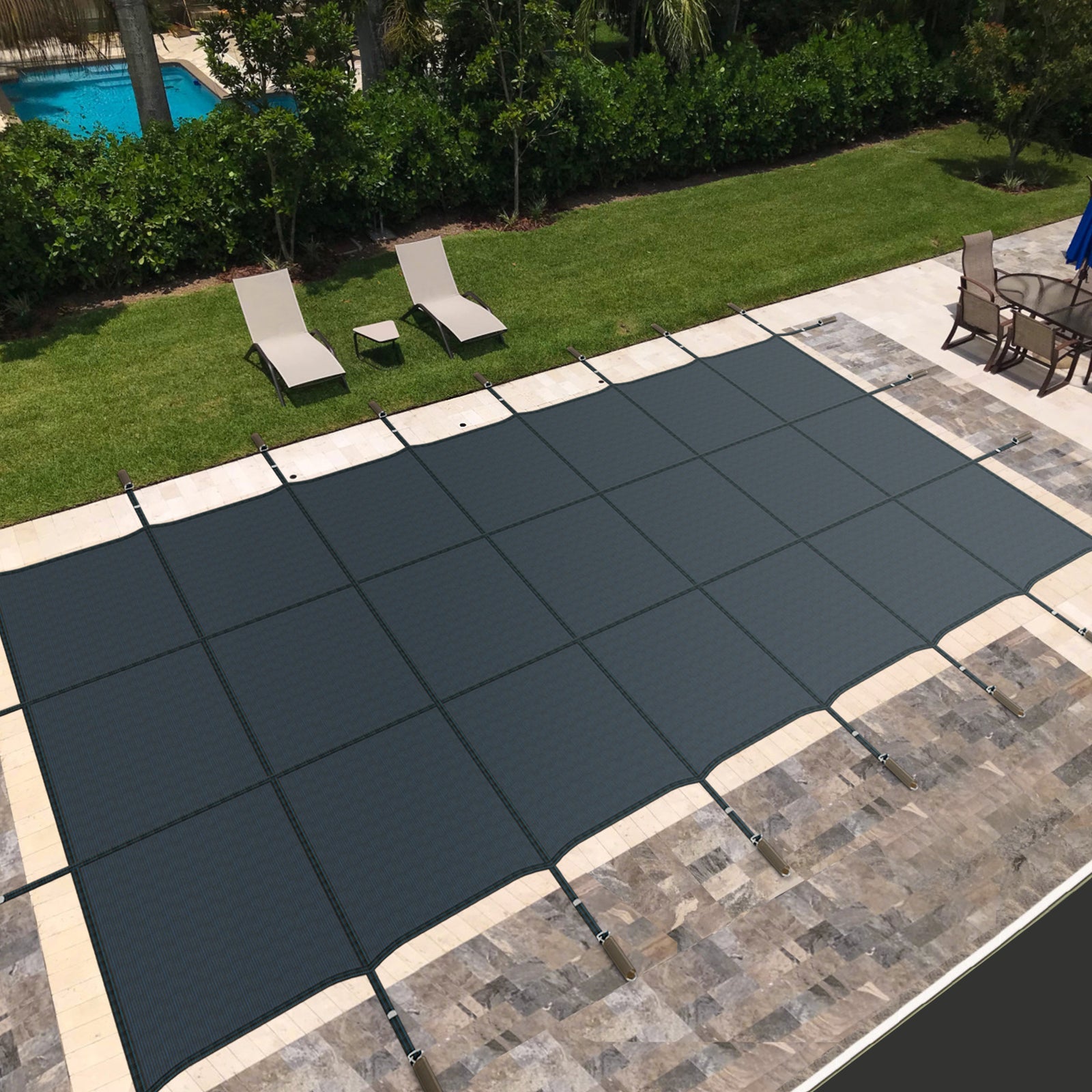 34 x 18 Feet Safety Pool Cover Fits 32 x16 Feet Inground Swimming Pools