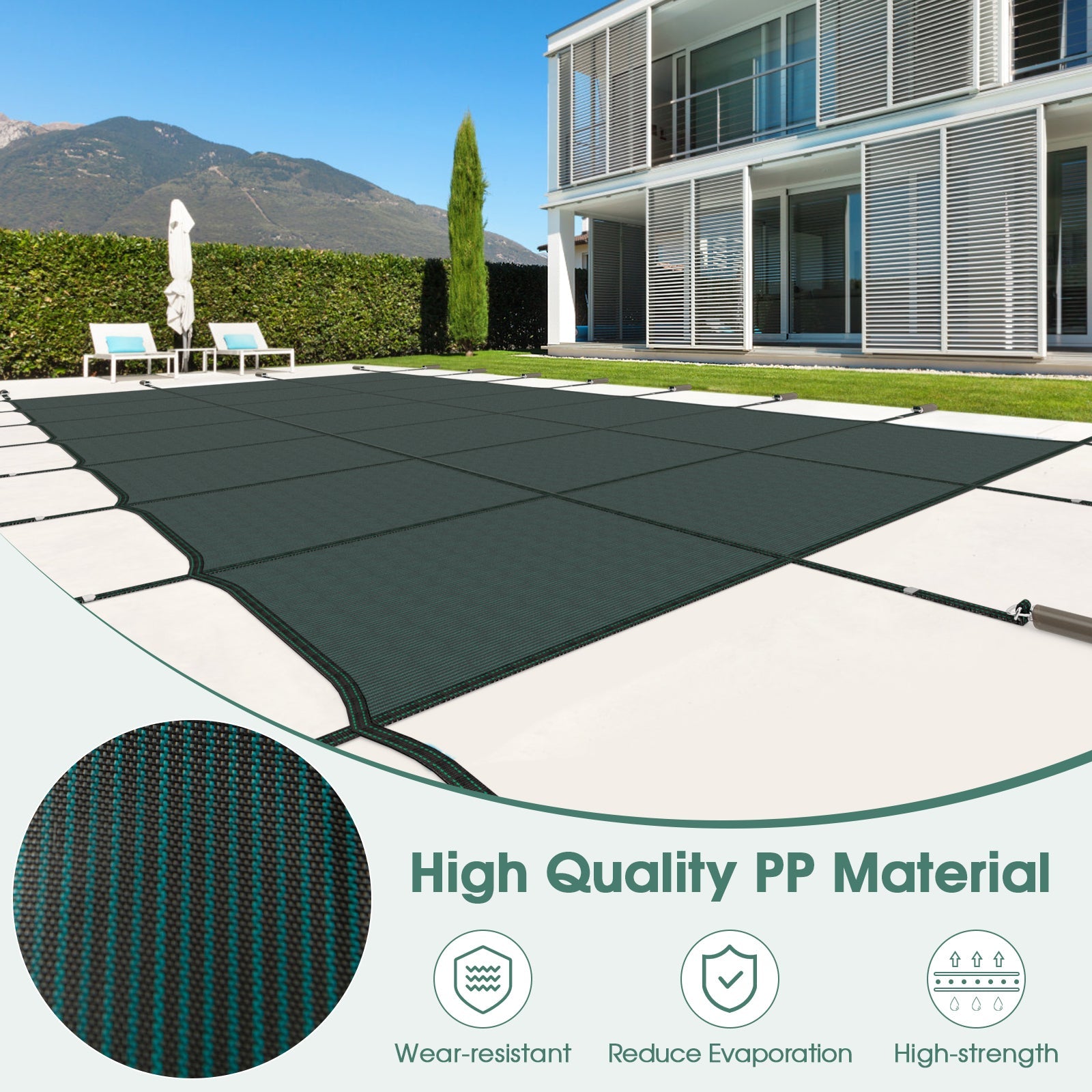 34 x 18 Feet Safety Pool Cover Fits 32 x16 Feet Inground Swimming Pools