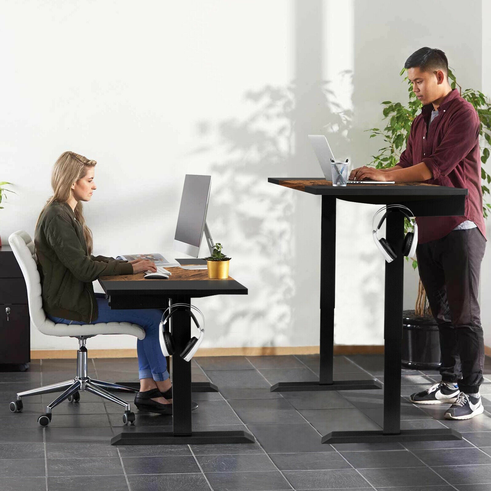 48 Inch Electric Sit to Stand Desk with Keyboard Tray