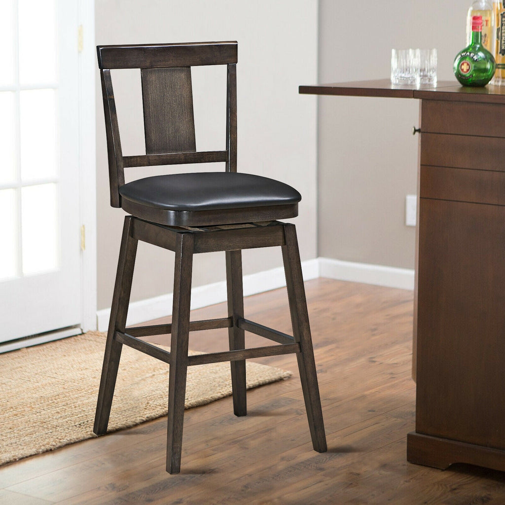 24 inch Swivel Upholstered Counter Height Bar Chair with Rubber Wood Legs