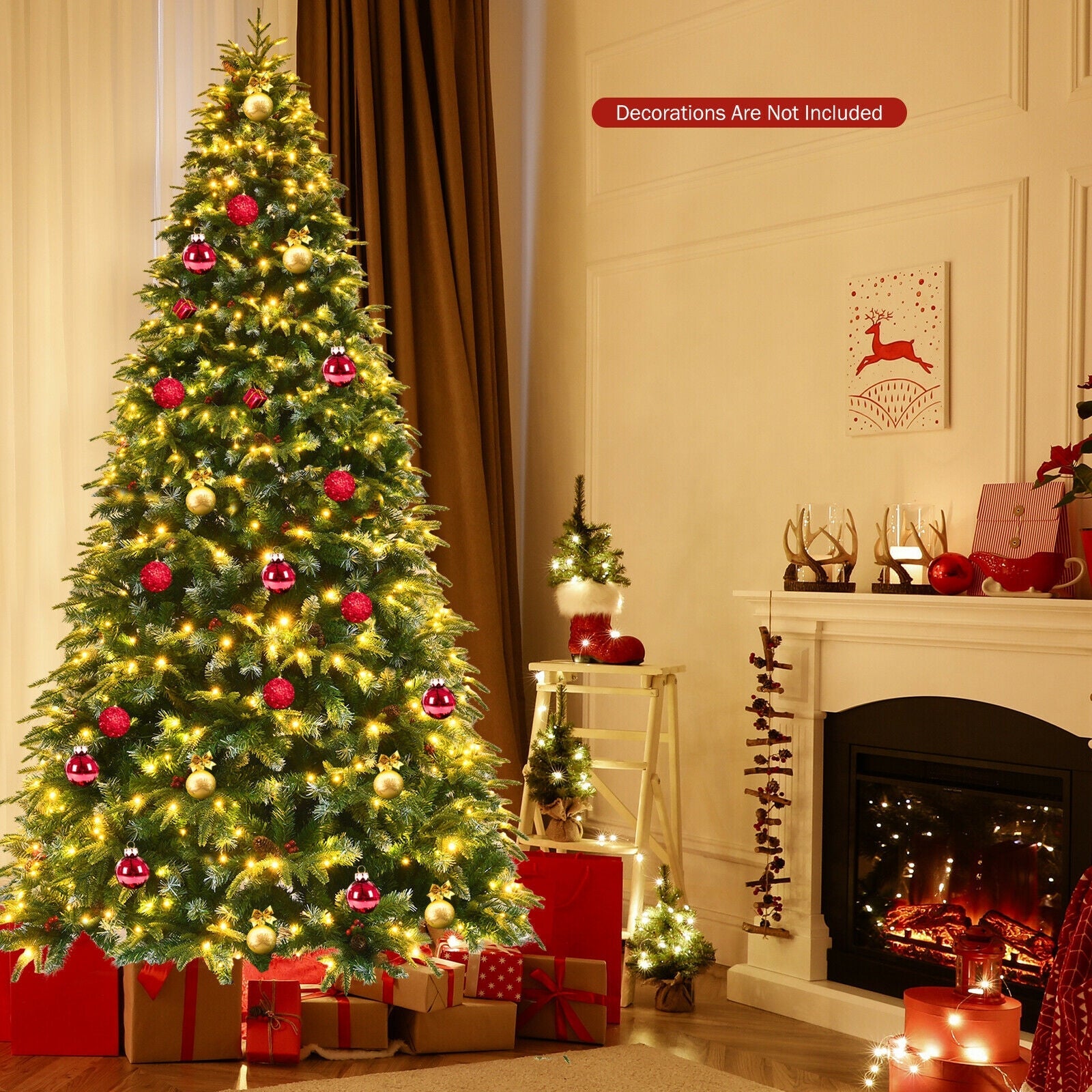 Pre-Lit Snowy Christmas Hinged Tree with Multi-Color Lights