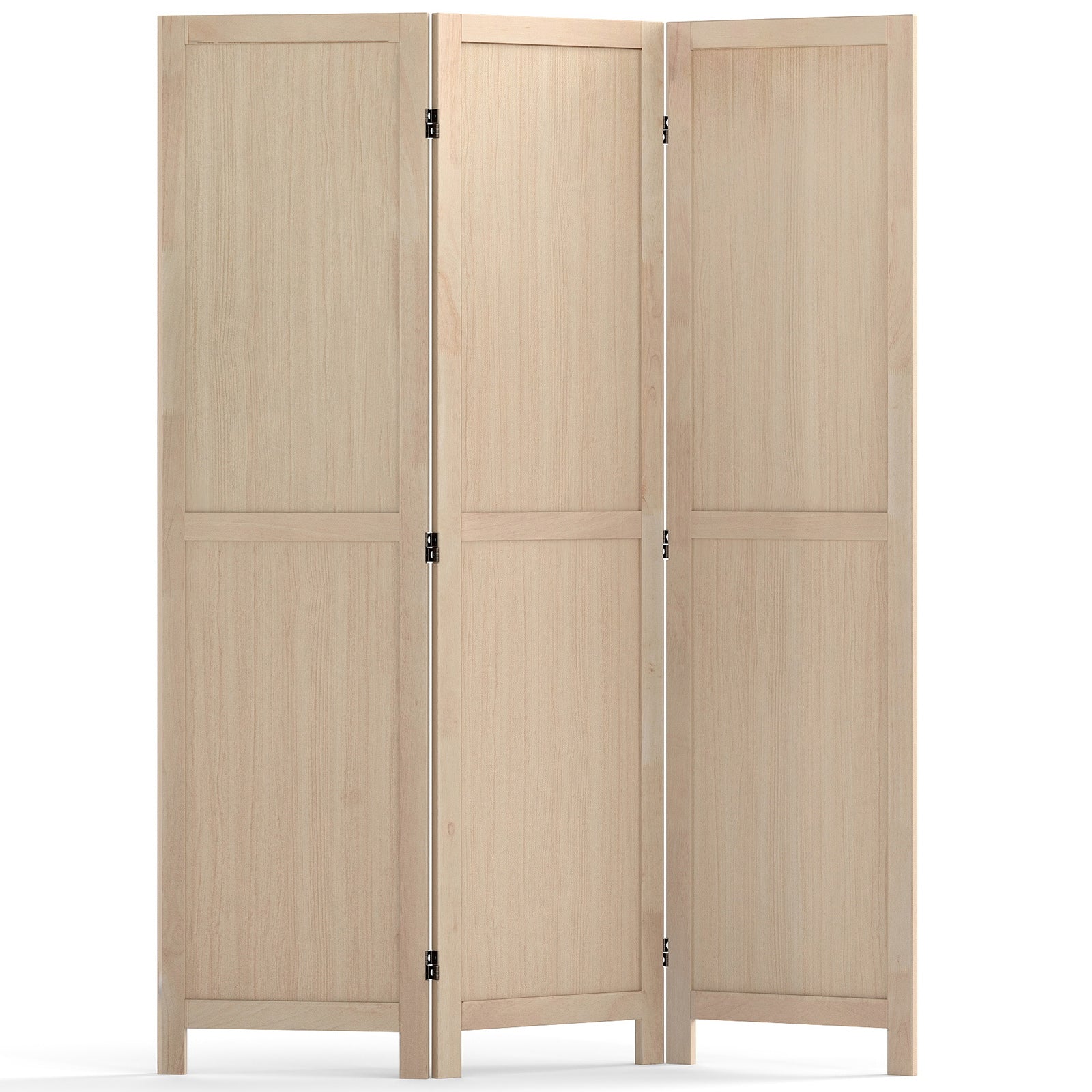 3 Panel Folding Room Divider for Home Office Bedroom Restaurant-Beige