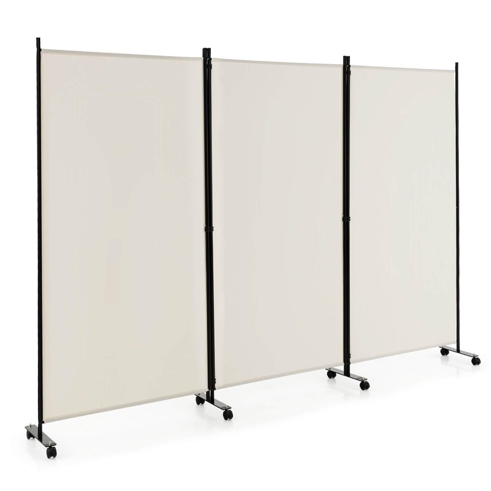 3 Panel Folding Room Divider with Lockable Wheels