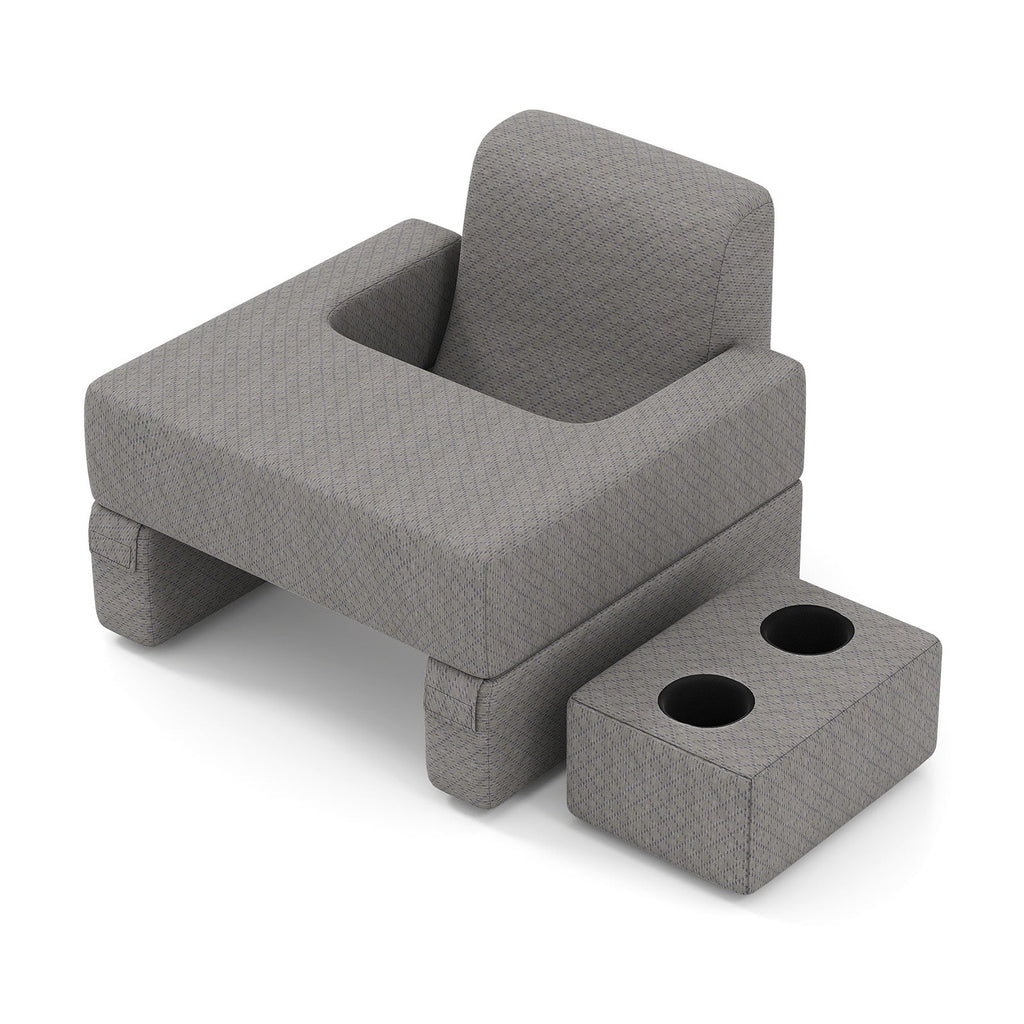 3-Piece Reading Pillow Set Extra Large Lap Desk with Coaster-Gray