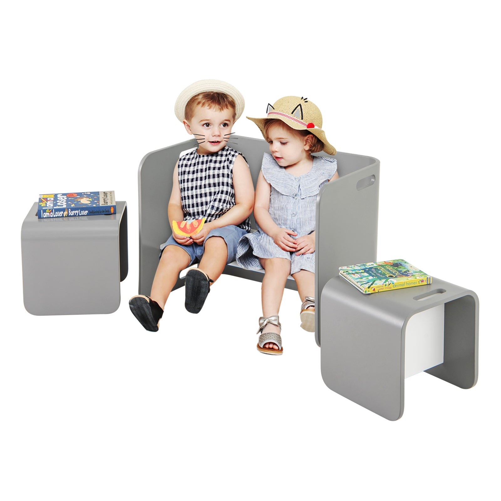 3 Pieces Kids Wooden Table and Chair Set