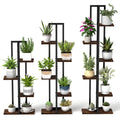 3 Pieces Tall Wood Plant Stand Set 4+5+6-Tier Indoor Flower Stands-Rustic Brown