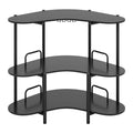 3-Tier Liquor Bar Table with Stemware Racks and Storage Shelves