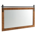 Rectangle Barn Door Style Wall Mounted Mirror with Solid Wood Frame