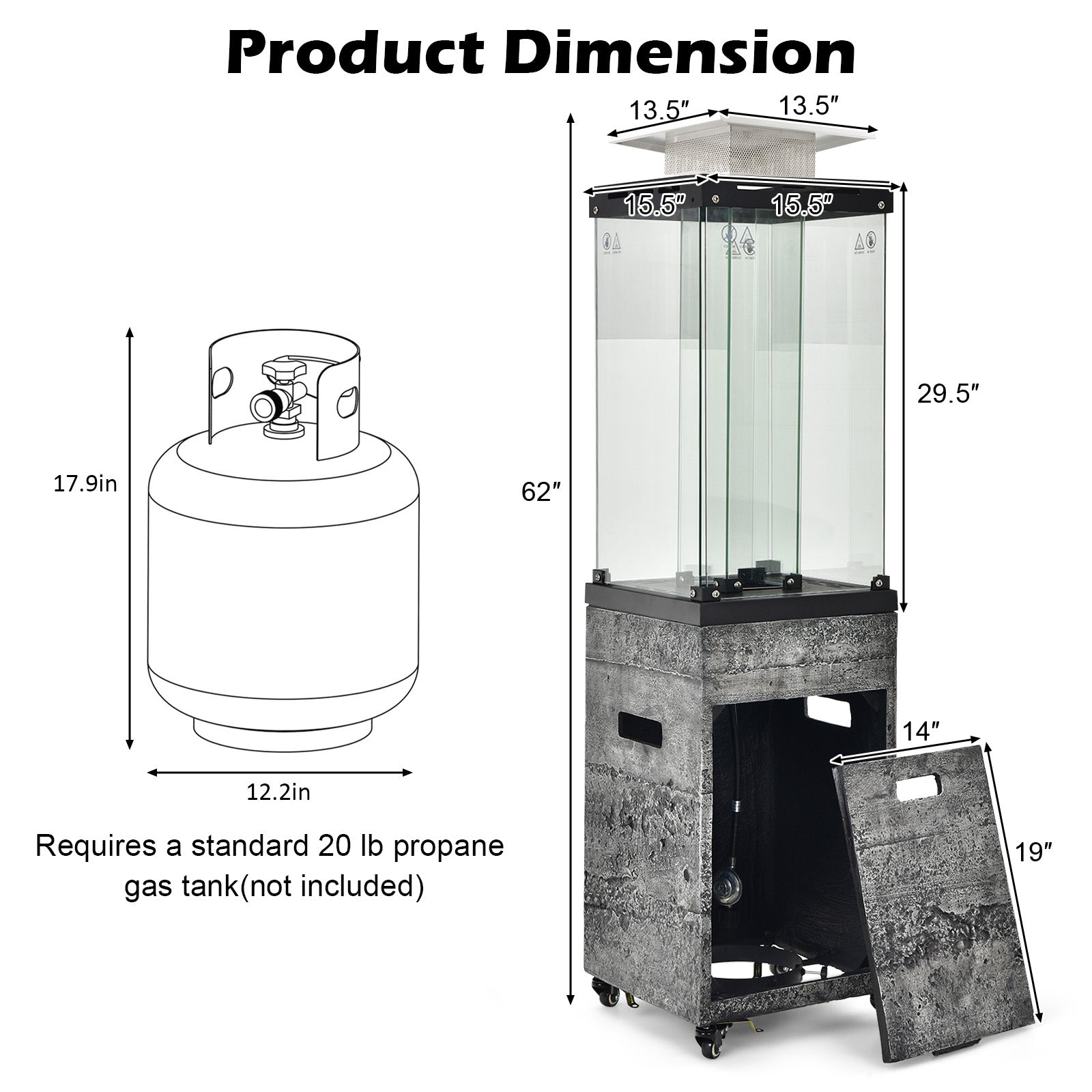 41 000 BTU Propane Patio Heater with Metal Hood