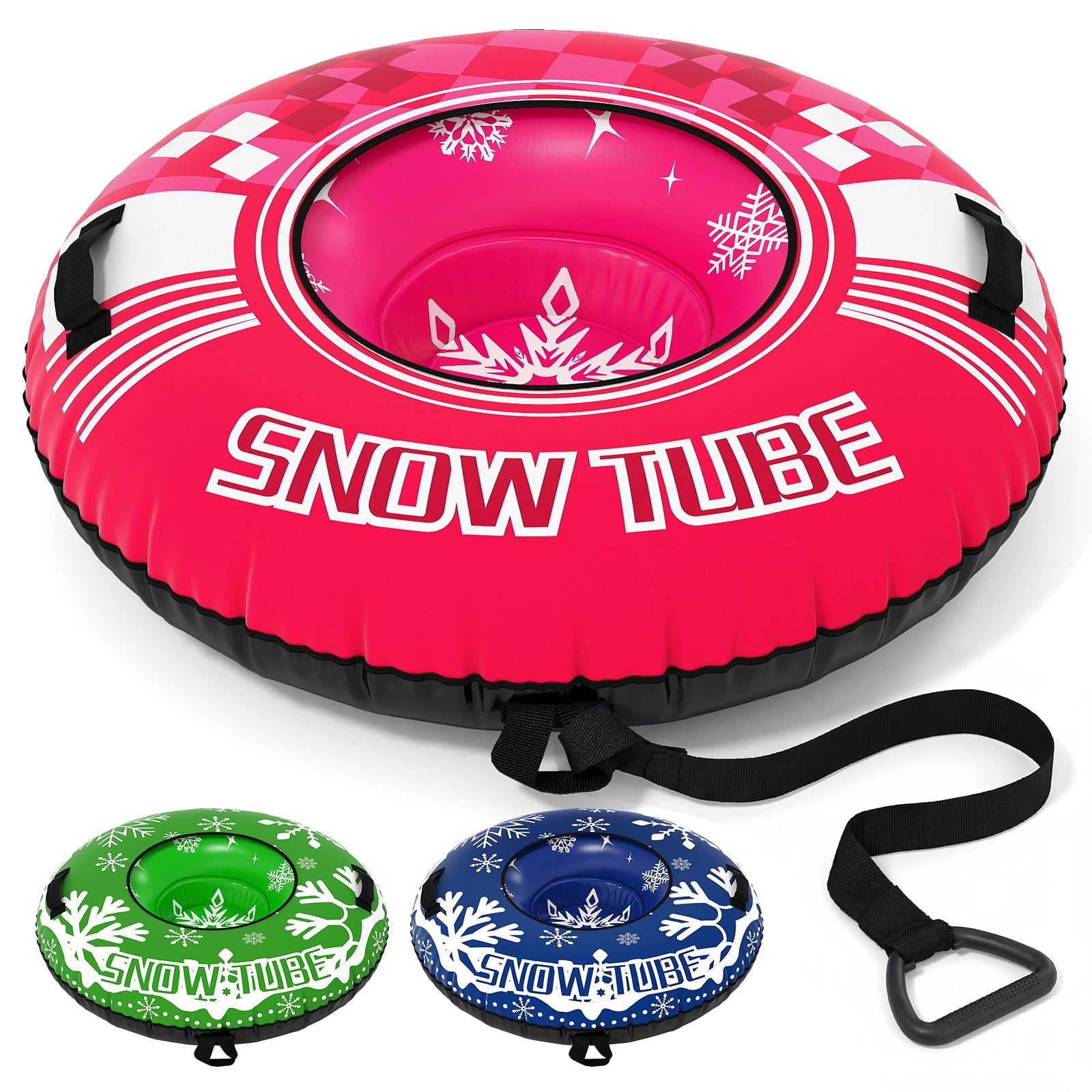 42" Heavy-duty Inflatable Snow Tube with Detachable Tow Strap