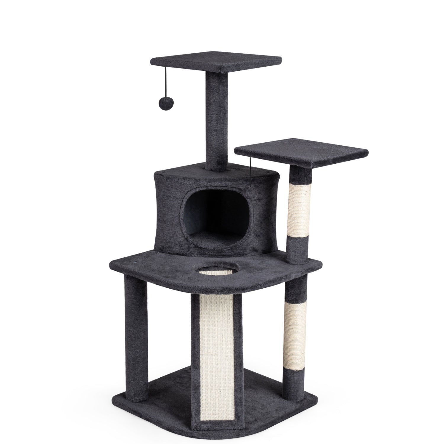 44 Inch Tall Kitten Tower with Condo and 2 Plush Perches