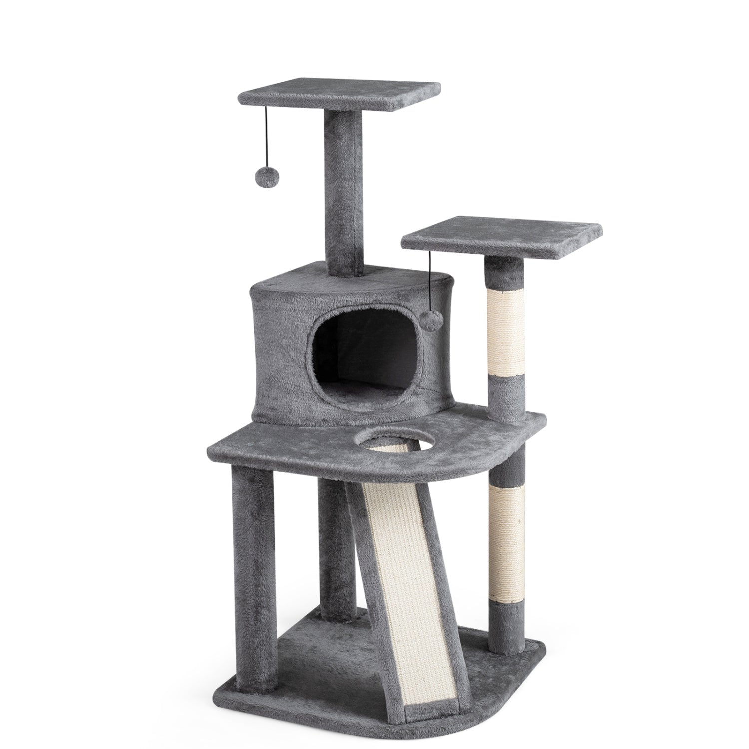 44 Inch Tall Kitten Tower with Condo and 2 Plush Perches