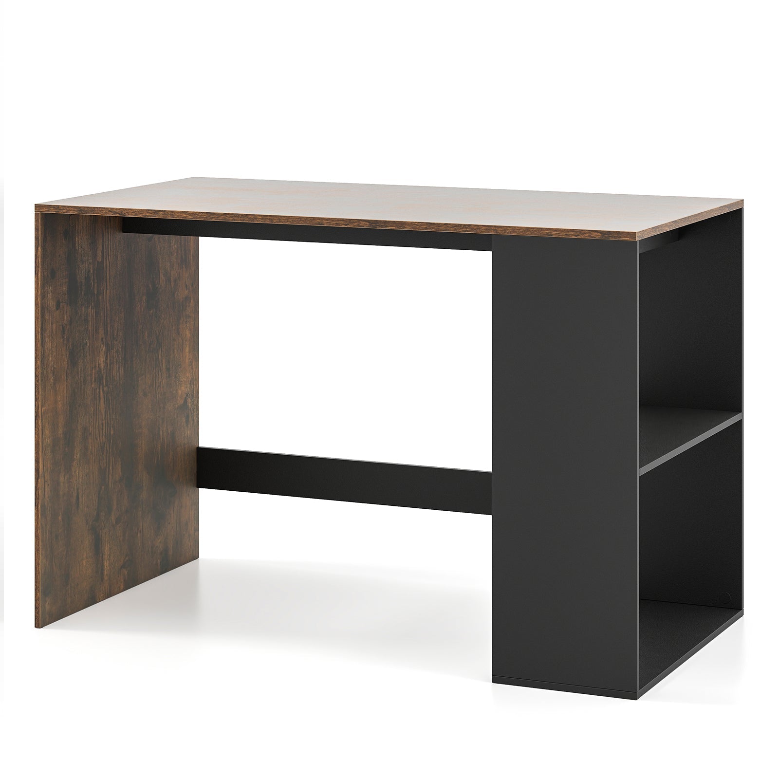44 Inch Wooden Computer Desk with Bookshelf for Small Space