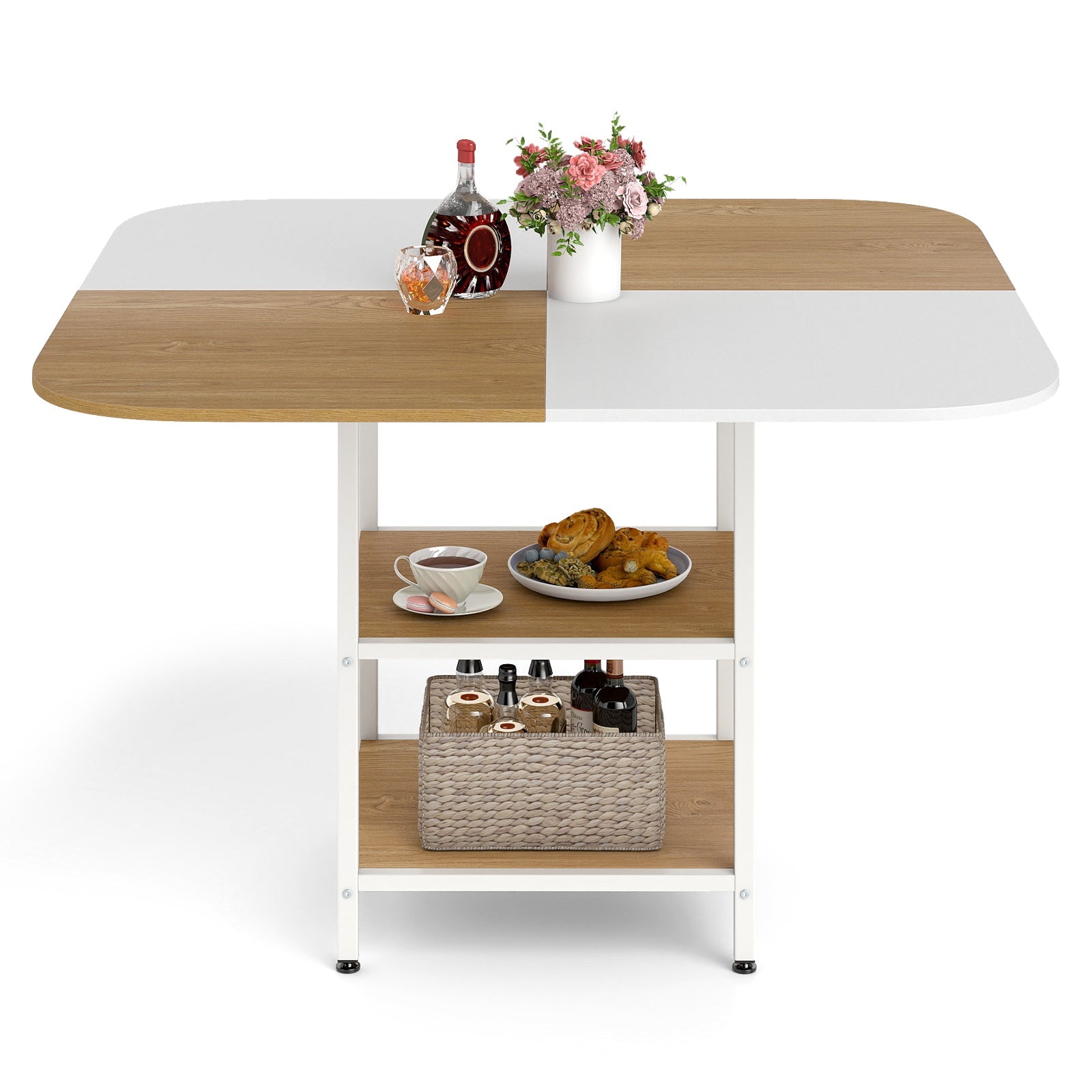 47.5 inch Modern Dining Table Square Kitchen Table with Mix-colored Tabletop