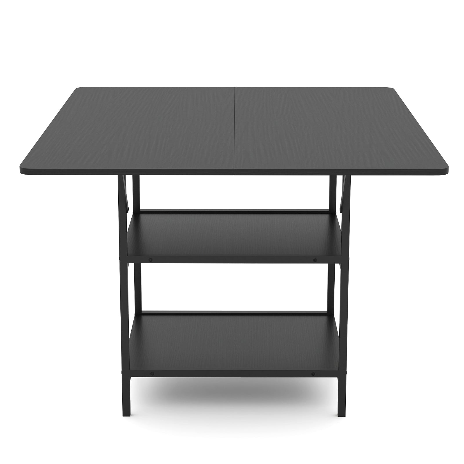 47 Inch Rectangular Dining Table with 2 Open Storage Shelves and Sturdy Metal Legs for 4-6