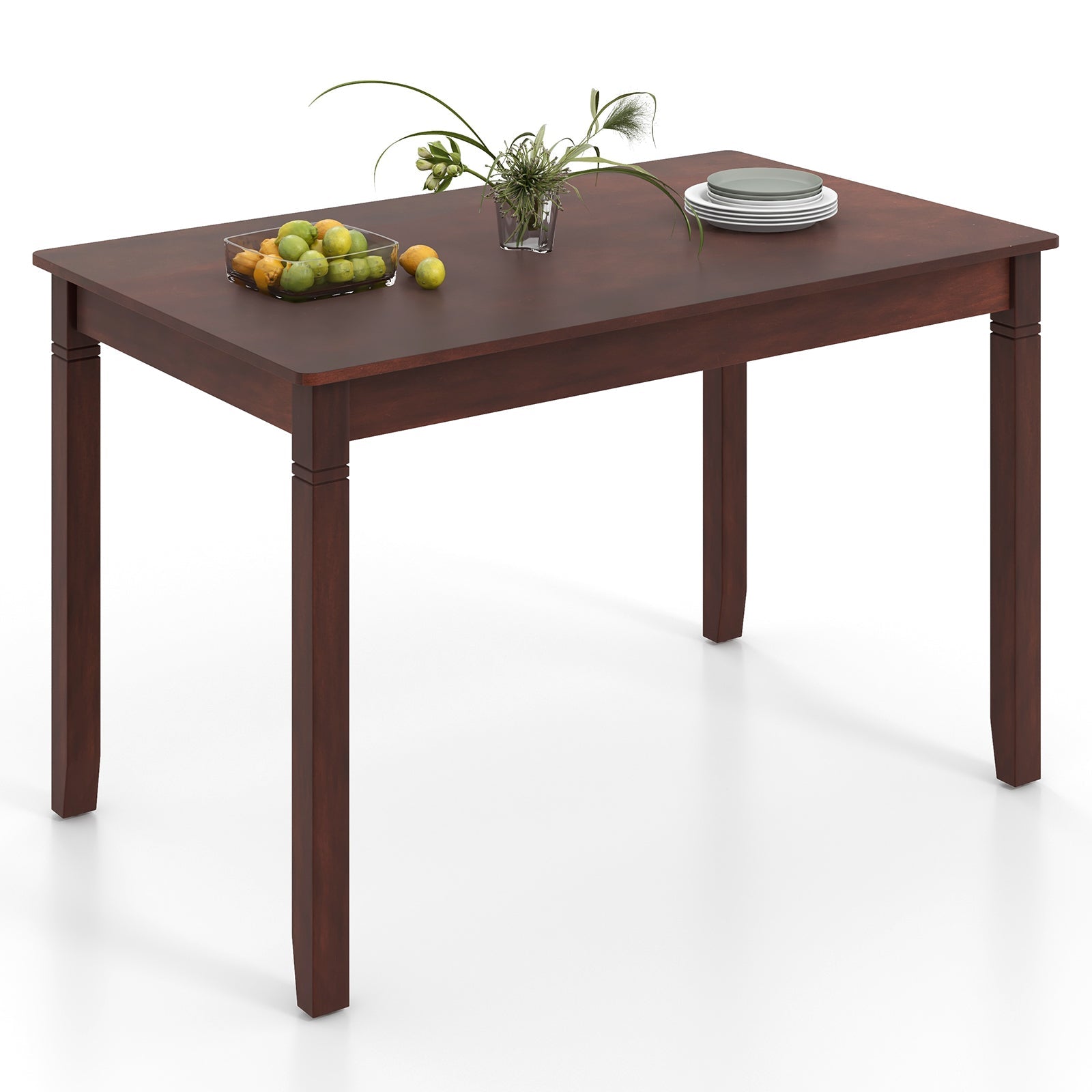 48-Inch Wooden Dining Table for 4 People Rectangular Kitchen Table with Rubber Wood Legs
