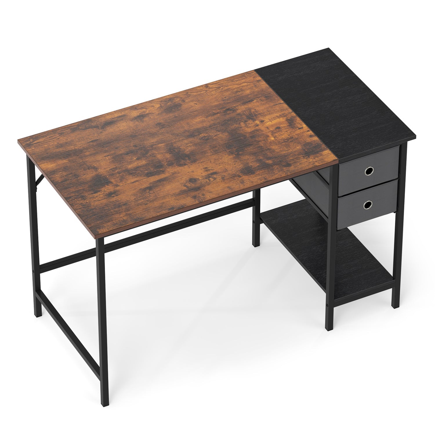 48 Inch Computer Desk with 2 Fabric Drawers Industrial Home Office Desk-Rustic Brown