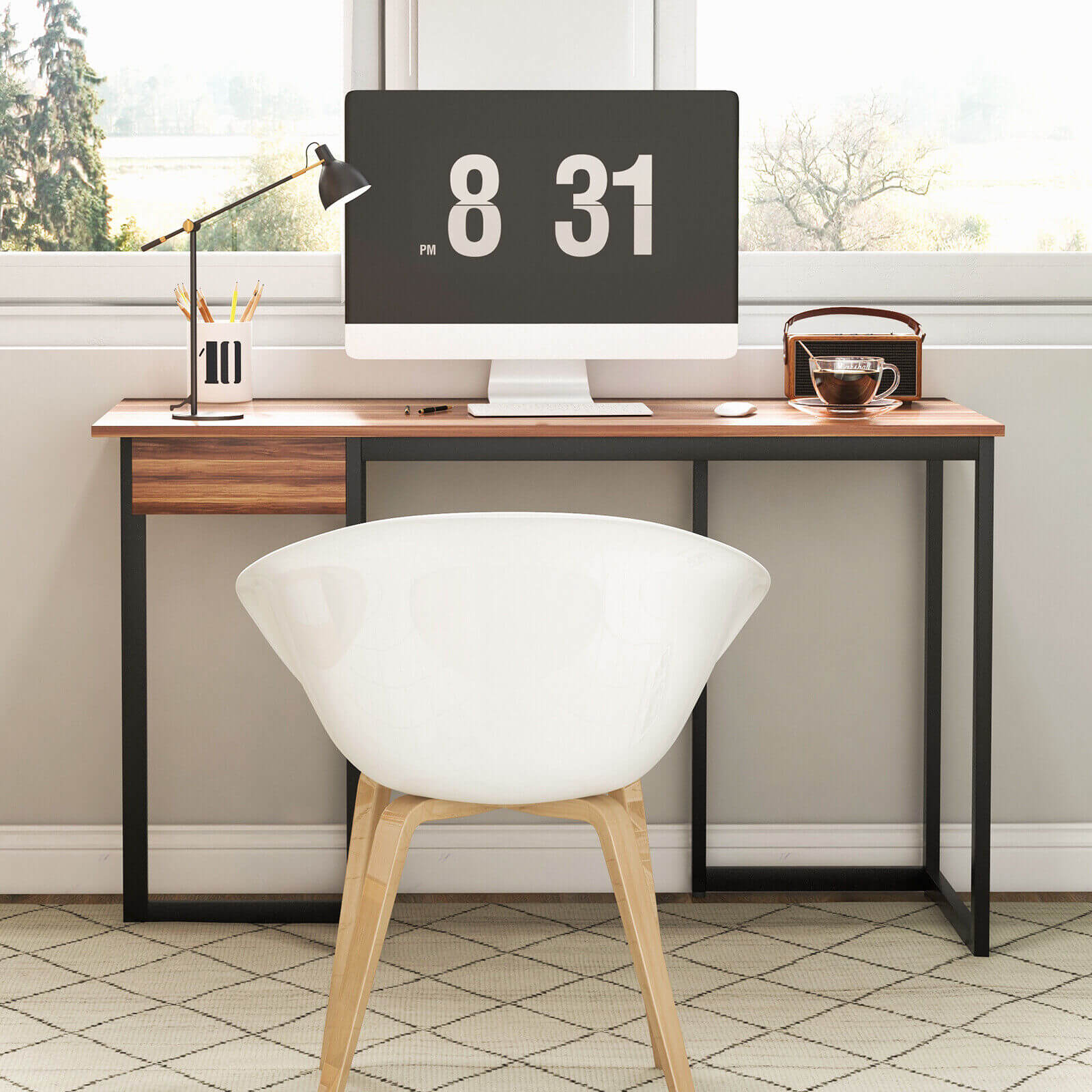48 Inch Computer Desk with Metal Frame and Adjustable Pads