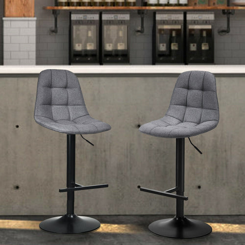 2 Pieces Adjustable Bar Stools Swivel Counter Height Linen Chairs-Brown