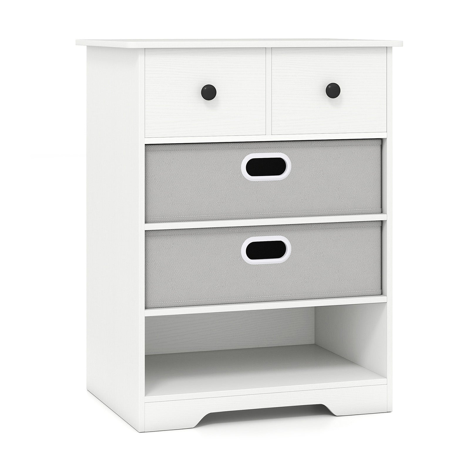 4-Drawer Dresser Modern Chest Storage Organizer with Open Shelves