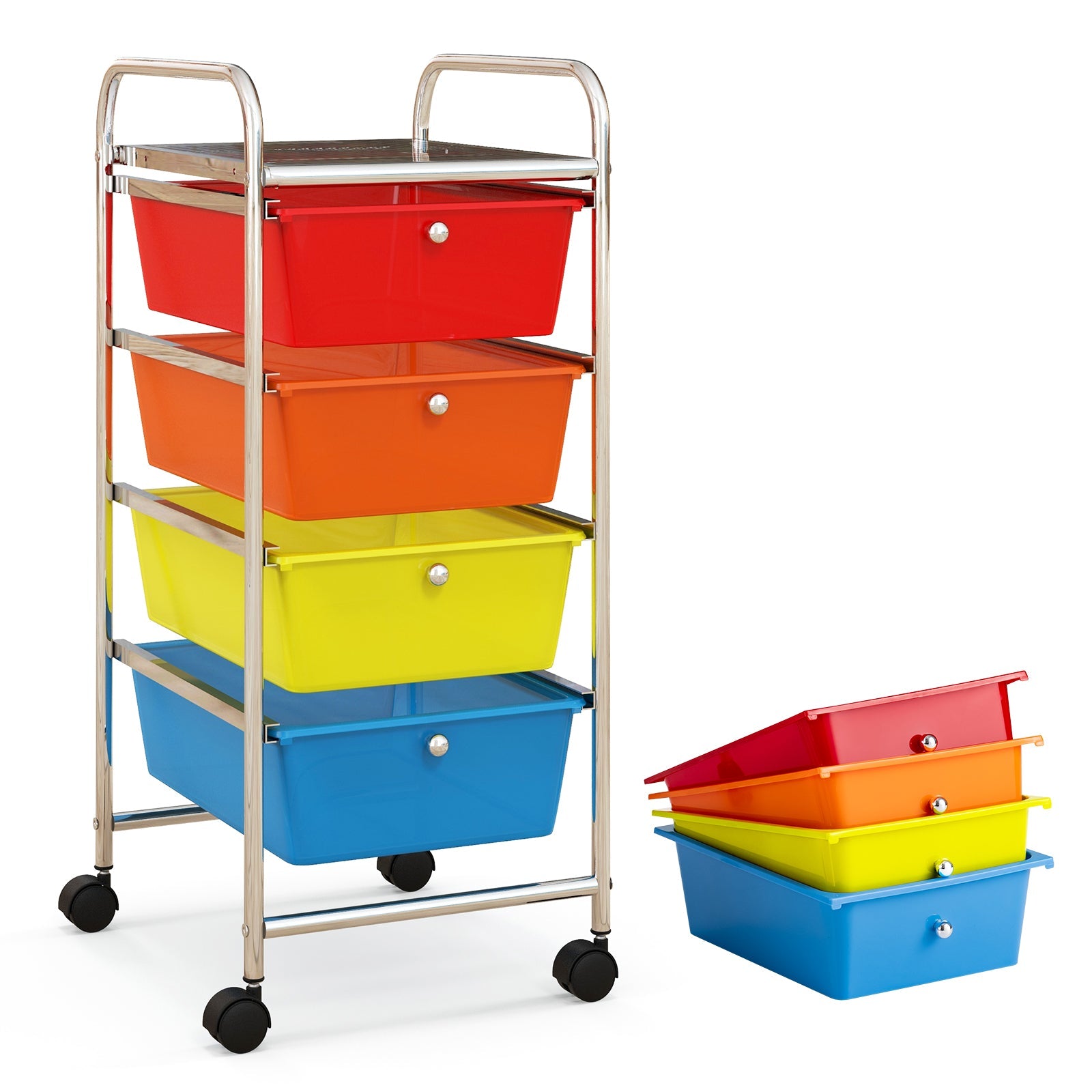 4-Drawer Cart Storage Bin Organizer Rolling with Plastic Drawers