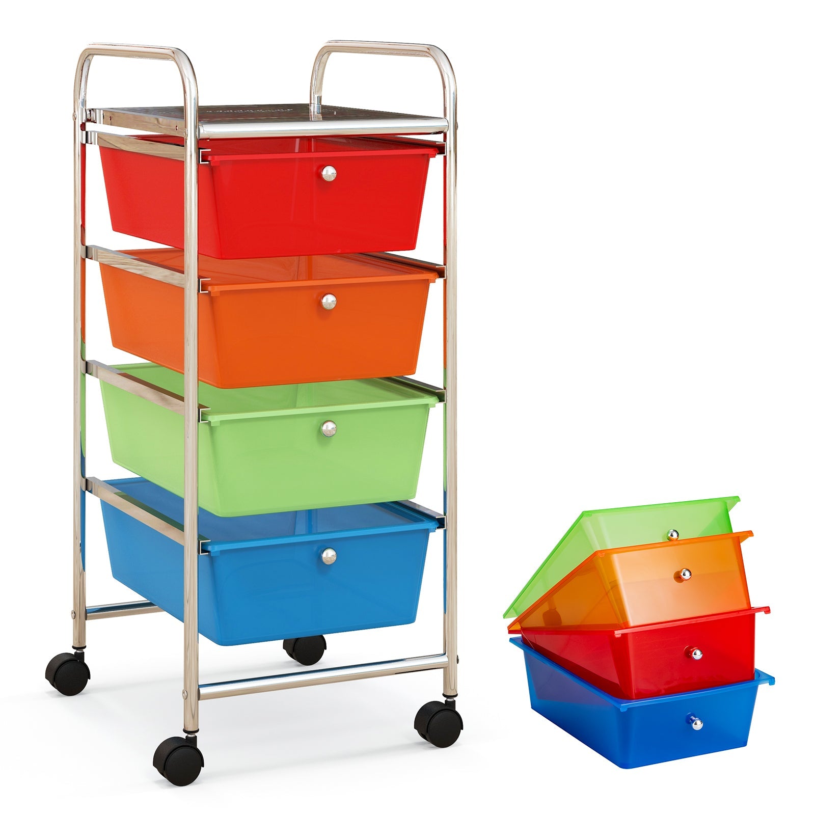 4-Drawer Cart Storage Bin Organizer Rolling with Plastic Drawers