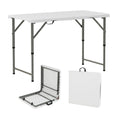 4 Feet Portable Camping Table with HDPE Tabletop and Metal Legs-White