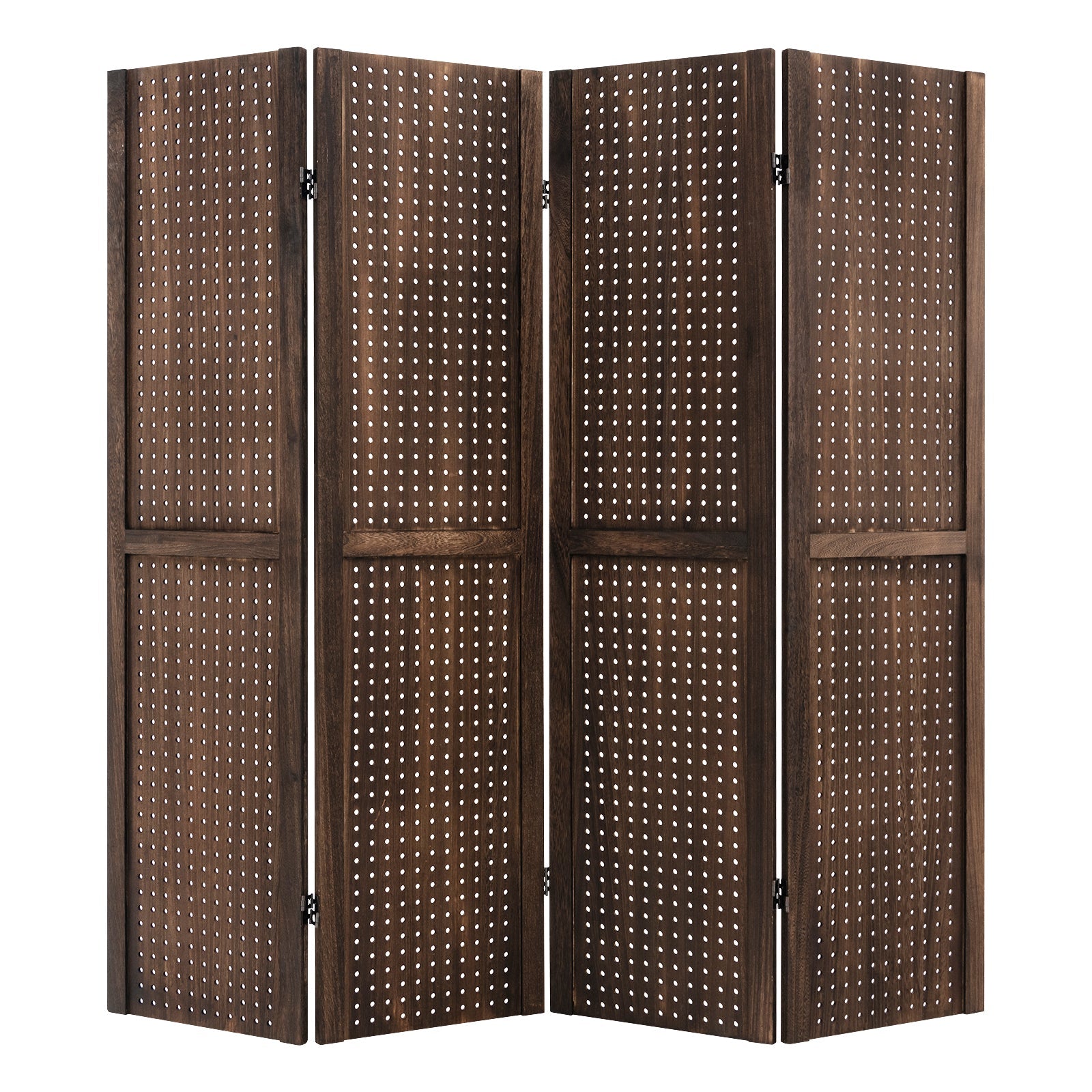 4-Panel Pegboard Display 5 Feet Tall Folding Privacy Screen for Craft Display Organized