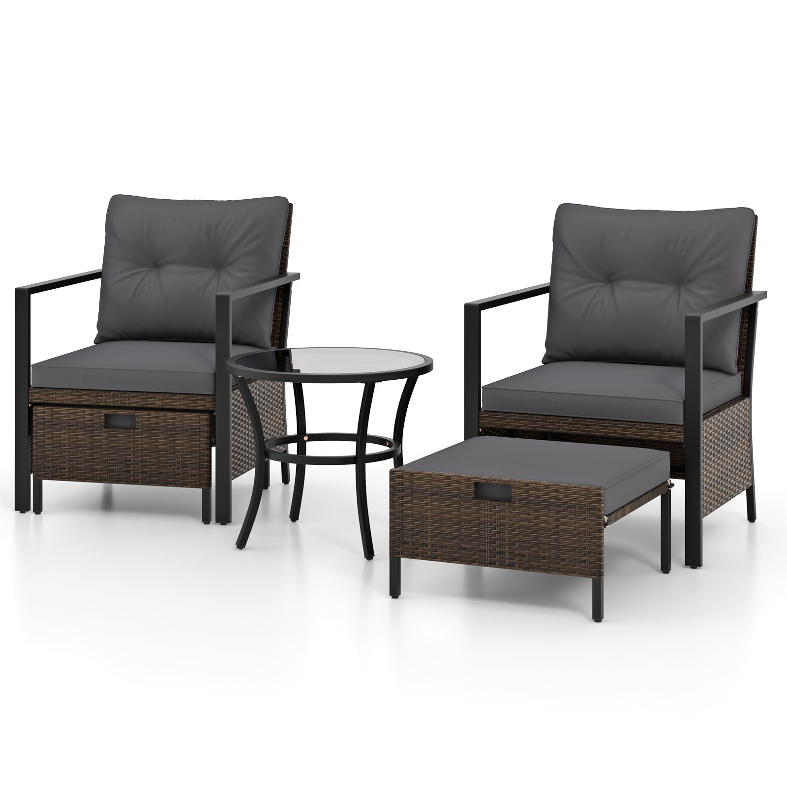 4 Piece Outdoor Furniture Set with Glass Topped Coffee Table