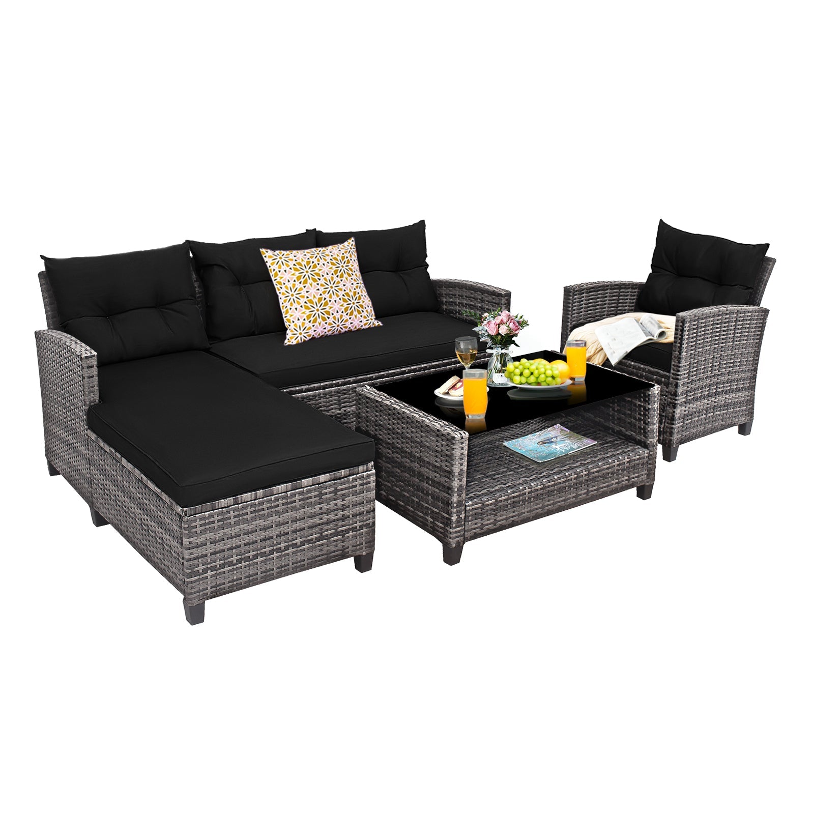 4 Pieces Patio Rattan