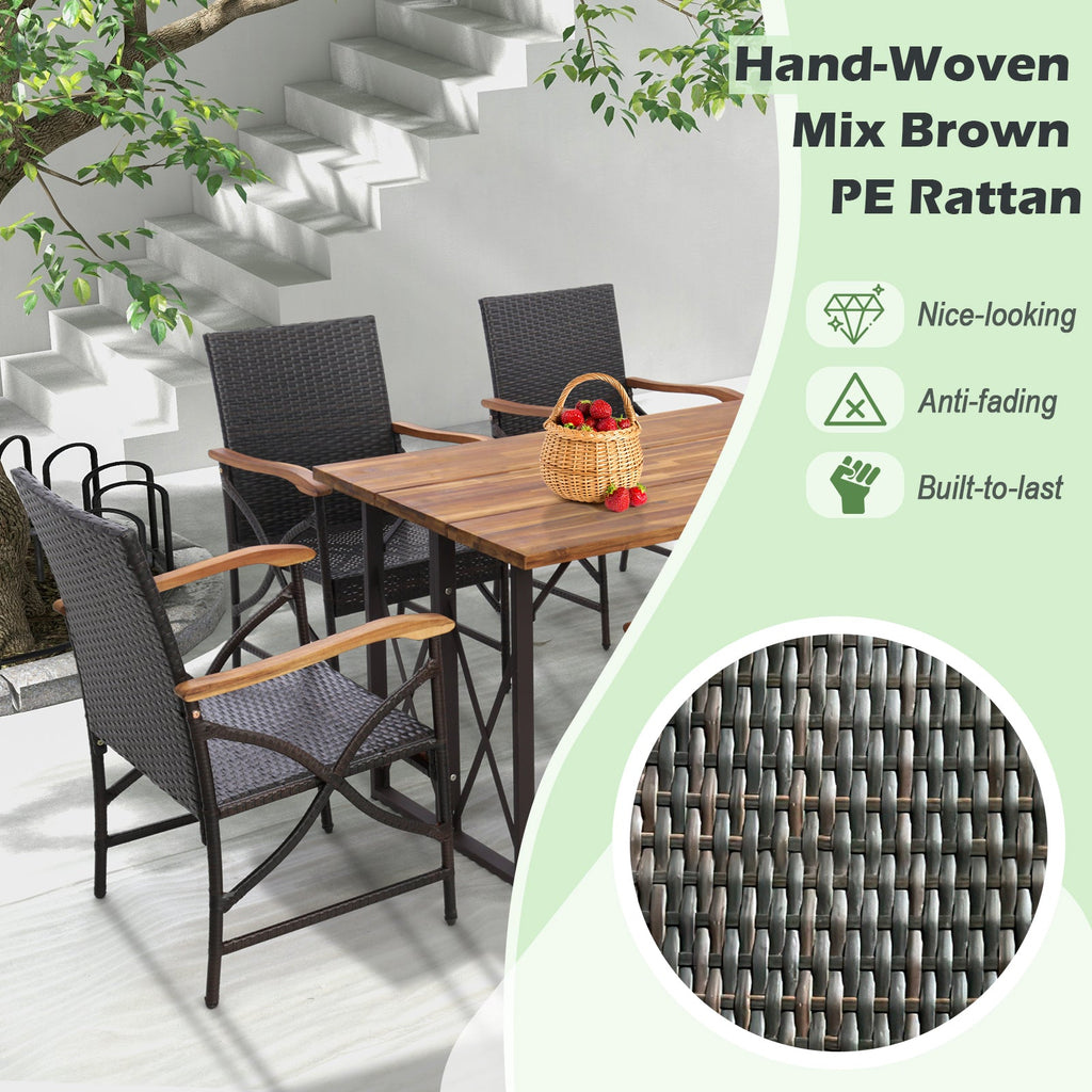 Set of 2/4 Patio Wicker Chairs with Soft Zippered Cushion