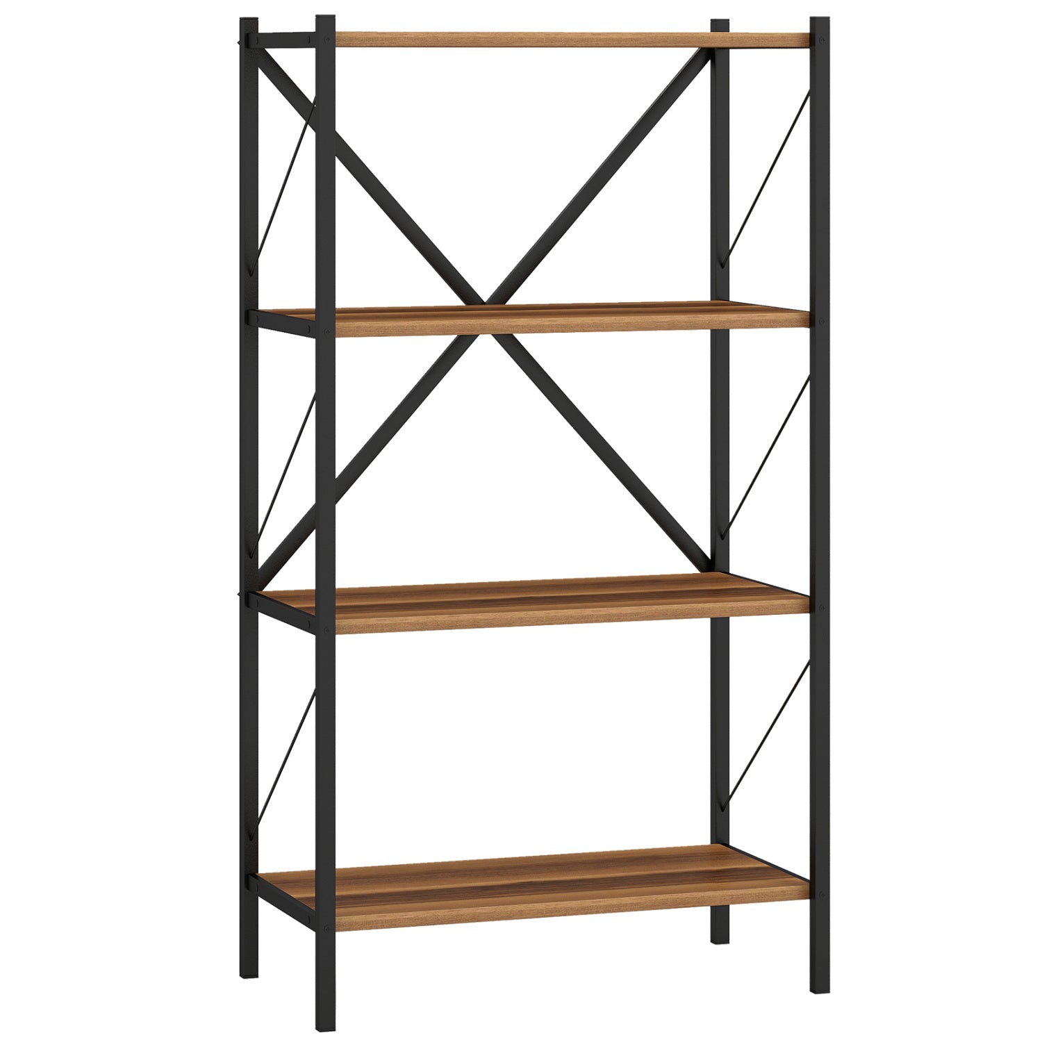 4-Tier Bookshelf with Heavy-Duty Metal Frame